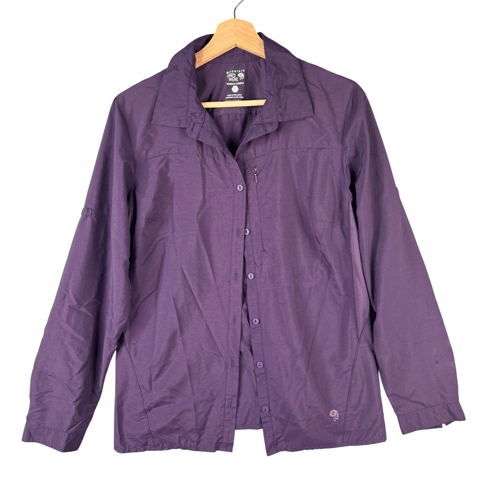 Mountain Hardwear Canyon Long Sleeve Hiking Shirt Purple Womens Medium Vent